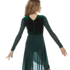 Alexandra Velvet Long Sleeve Skirted Leotard