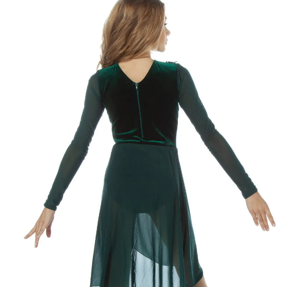 Alexandra Velvet Long Sleeve Skirted Leotard