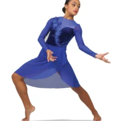 Alexandra Velvet Long Sleeve Skirted Leotard