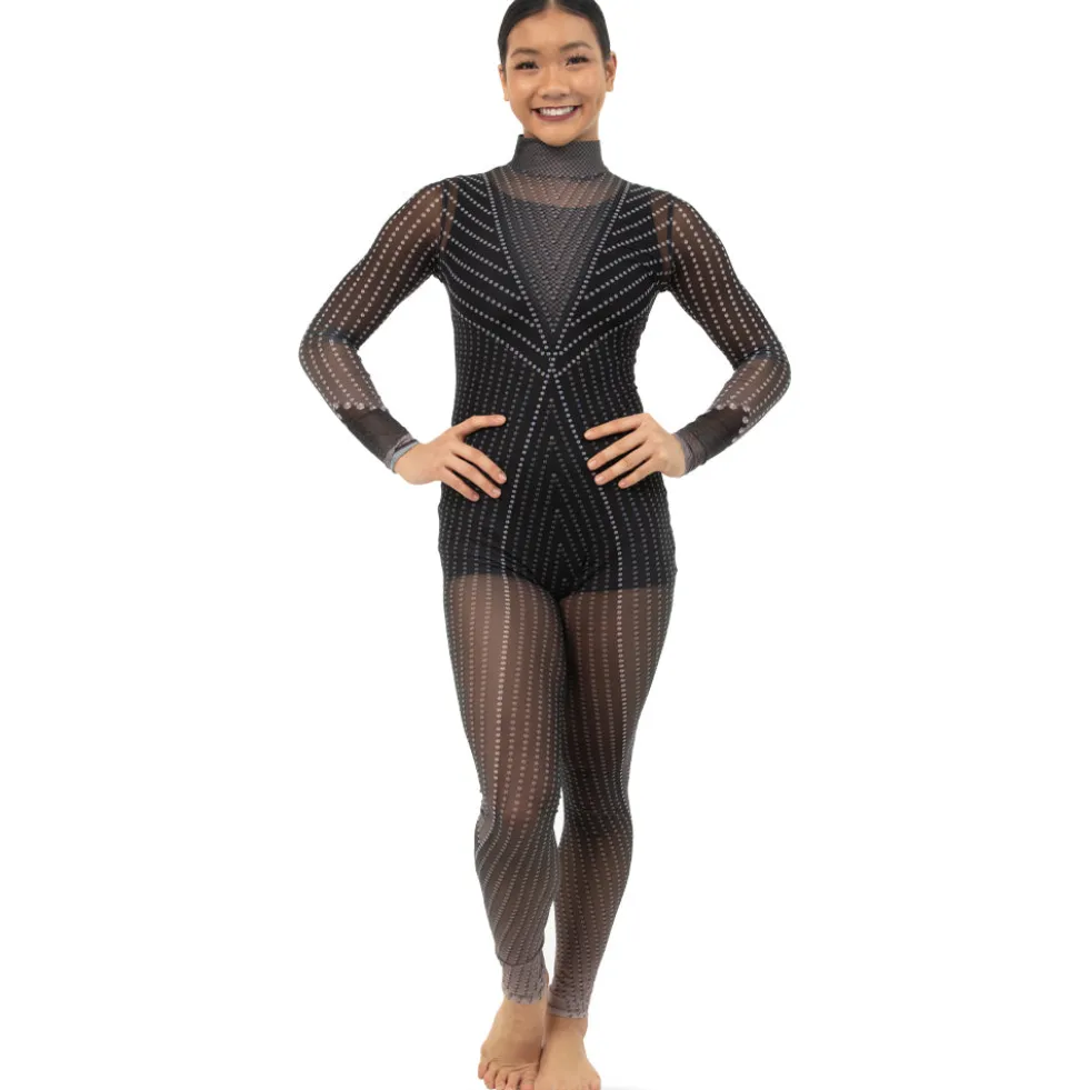 Black Studs Mesh Unitard