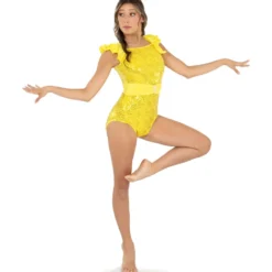 Fancy Ruffle Sleeve Sequin Leotard