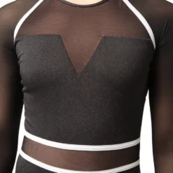 I Will Survive Colorblock Mesh Long Sleeve Leotard