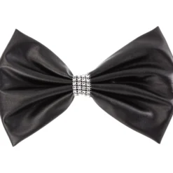 Large Leatherette Bow with Contrast Trim