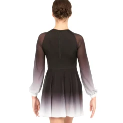 Long Sleeve Midi Ombre Gathered Panel Lyrical Dress