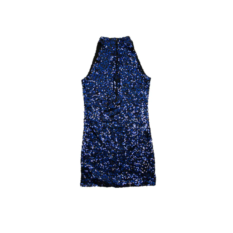 Mock Neck Sleeveless Two Tone Tunic Dress