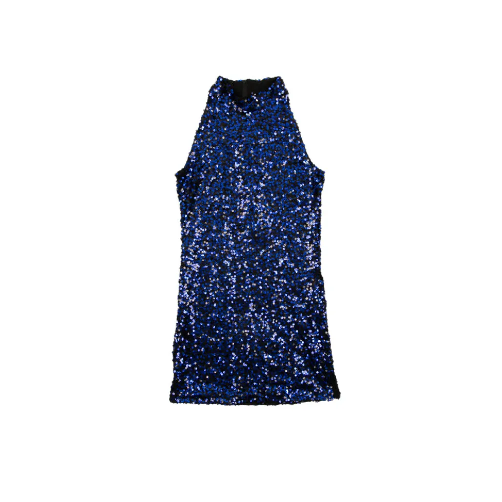 Mock Neck Sleeveless Two Tone Tunic Dress