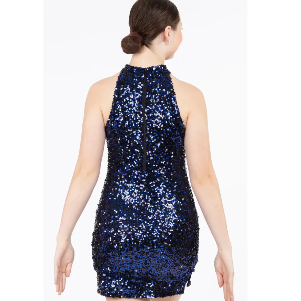 Mock Neck Sleeveless Two Tone Tunic Dress