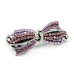 Purple Rhinestone Bow Hair Clip