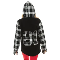 Rev it up Long Sleeve Hooded Embroidered Plaid Shirt