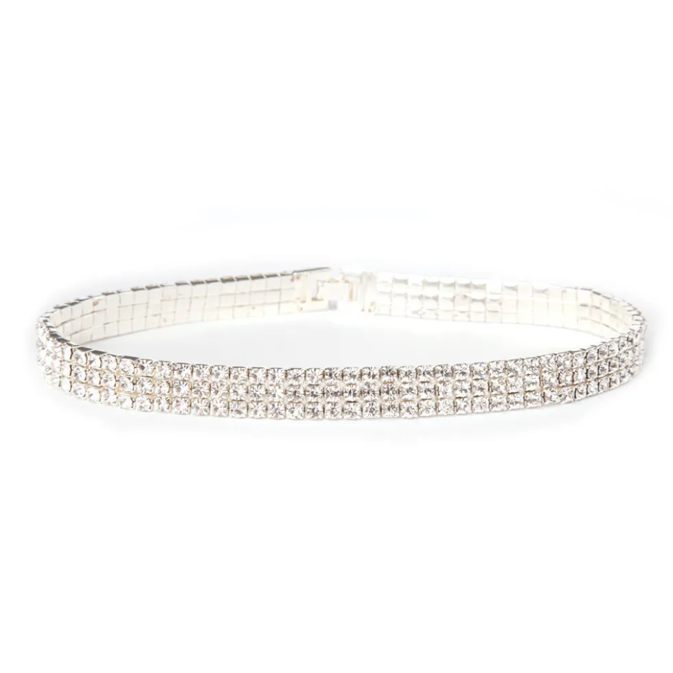 3 Row Stretch Rhinestone Choker