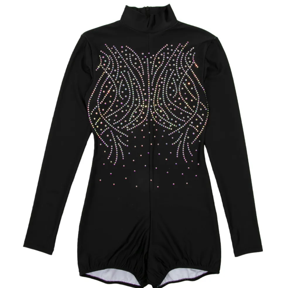 Shine On Rhinestone Long Sleeve Biketard