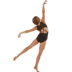 V-Neck Mesh Keyhole Leotard