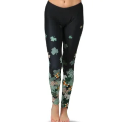 Womens St Patrick Lucky Clover Festive Leggings