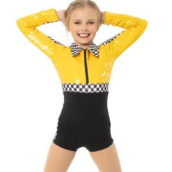 Youth Checkered Long Sleeve Biketard