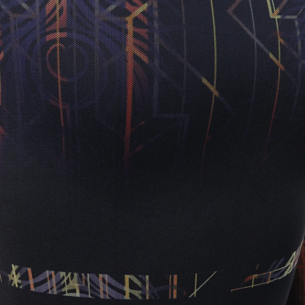 Youth Deco Vertical Lines Mesh Unitard