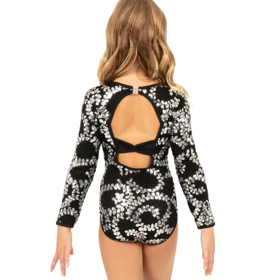 Youth Light it Up Sequin Lace Long Sleeve Leotard