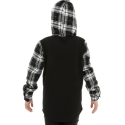 Youth Long Sleeve Hooded Plaid Shirt