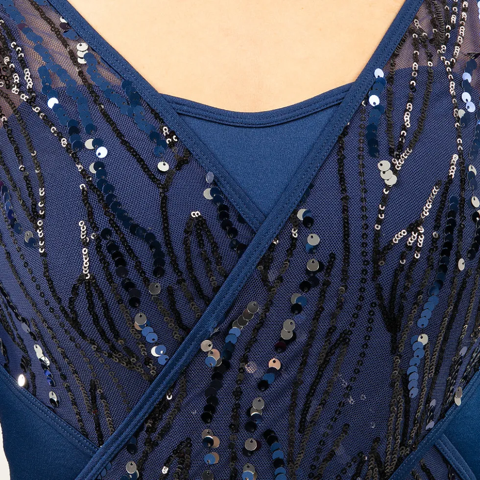 Youth Power Up Sequin Mesh Asymmetrical Unitard