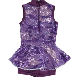 Youth Sequin Belted Shawl Collar Biketard