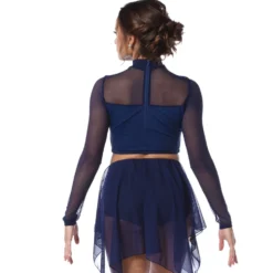Youth Sequin Long Sleeve Mesh Crop Top